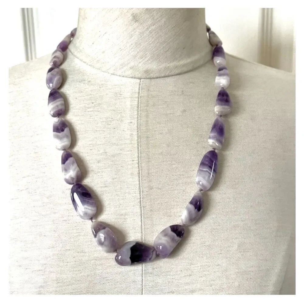chevron amethyst beaded necklace